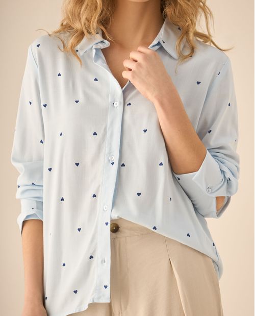 Camisa con mini prints de corazones para mujer