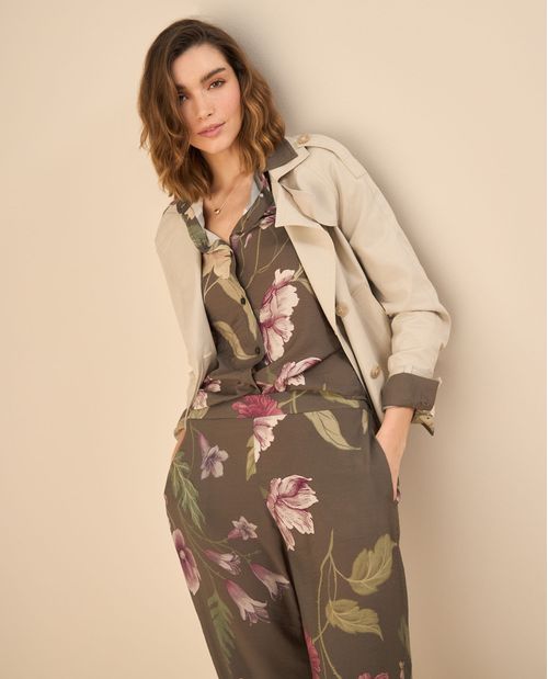 Camisa estampada de flores para mujer