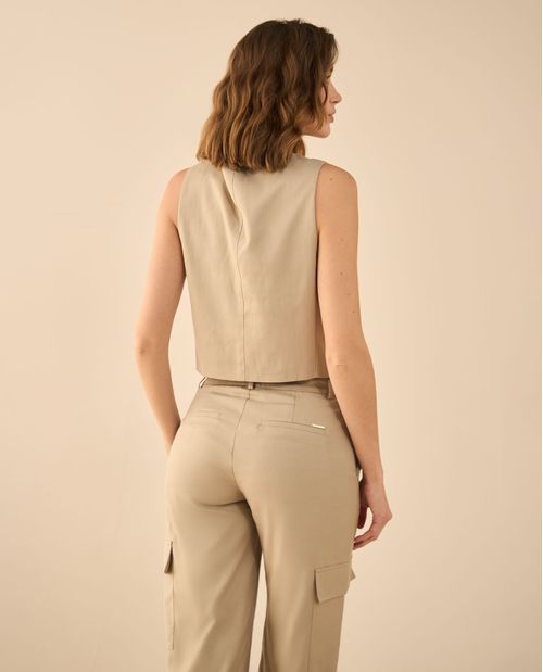 Camisa tipo chaleco con escote en V para mujer