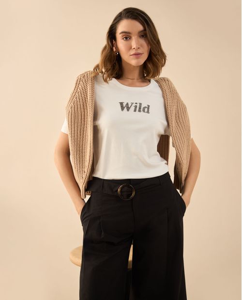 Camiseta básica con  apliques para mujer