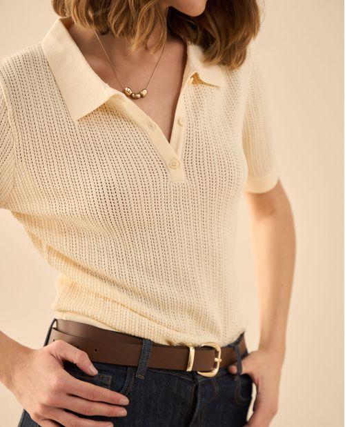 Camisa tejida tipo polo para mujer
