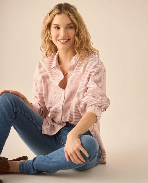 Camisa de diseño a rayas para mujer