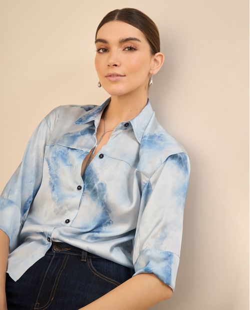 Camisa tipo satín para mujer