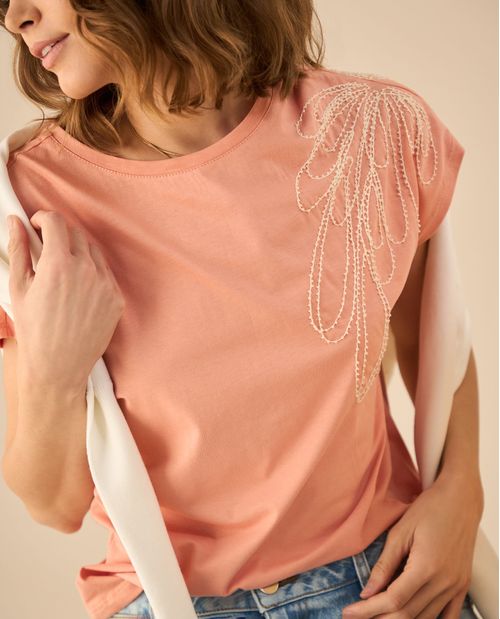 Camiseta básica estampada para mujer