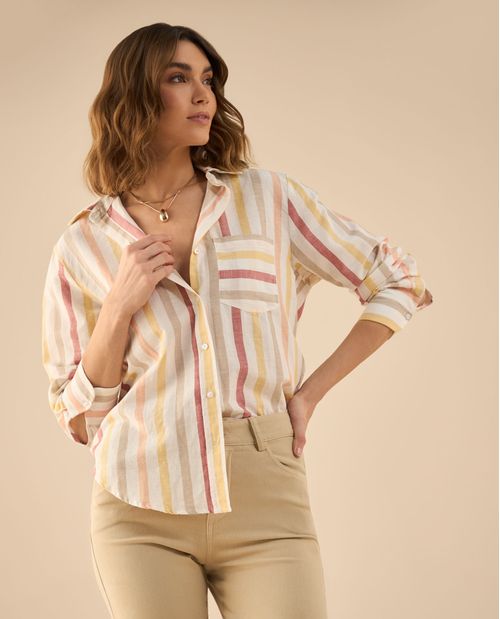 Camisa con diseño a rayas para mujer