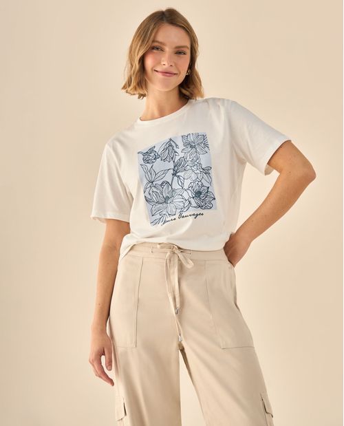 Camiseta con Estampado Floral