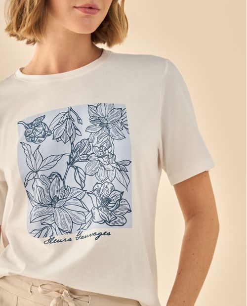 Camiseta con Estampado Floral