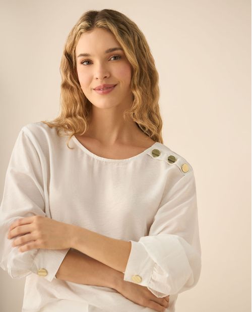 Camisa con escote redondo para mujer