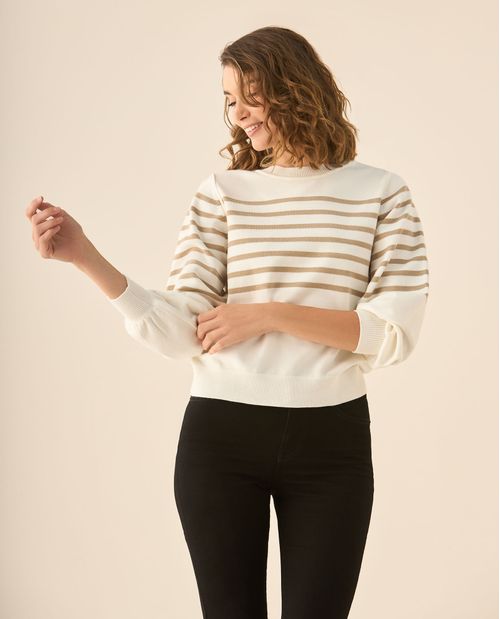 Buzo tejido con líneas horizontales para mujer