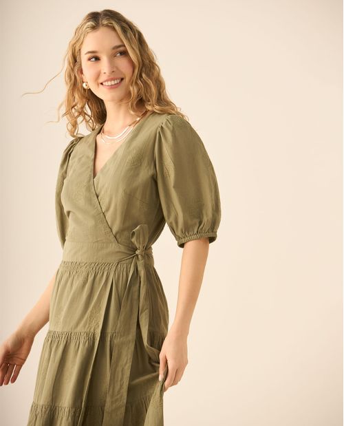 Vestido largo con bolero y bordados para mujer