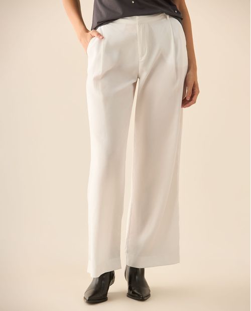 Pantalón bota recta con bolsillos de ribete en posterior para mujer