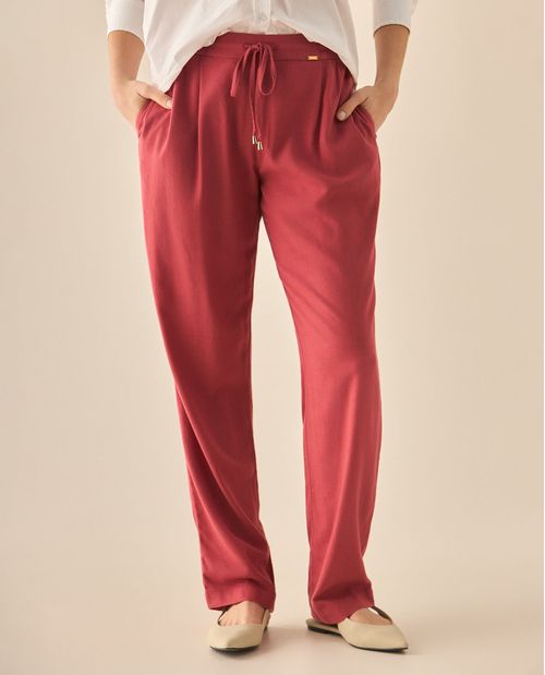 Pantalón bota recta con pretina elástica para mujer
