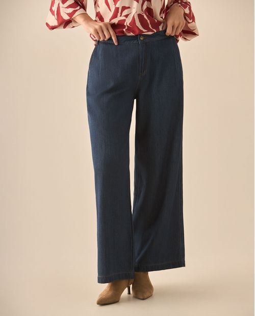 Jean Wide leg con pinzas para mujer
