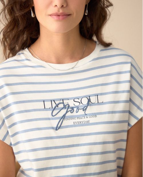 Camiseta de diseño a rayas para mujer