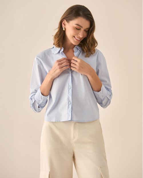 Camisa con diseño de flores en el cuello para mujer