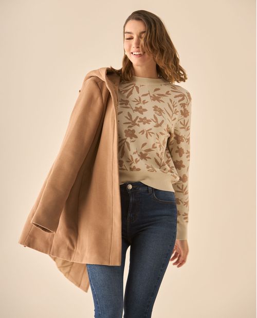 Suéter tejido de diseño cerrado para mujer