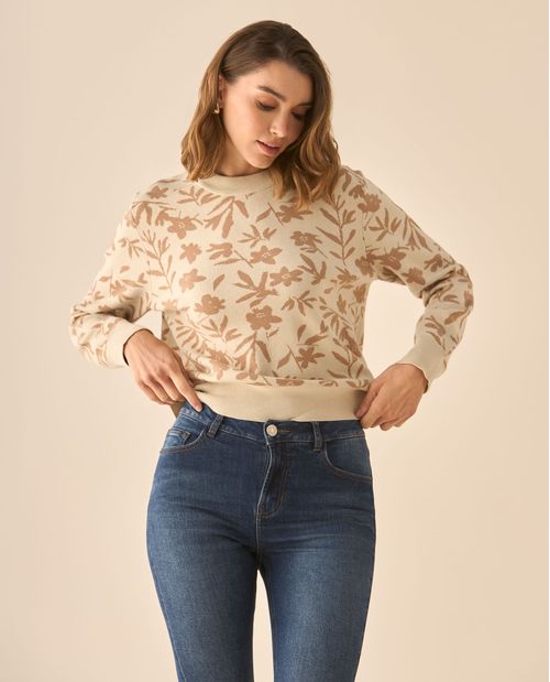 Suéter tejido de diseño cerrado para mujer