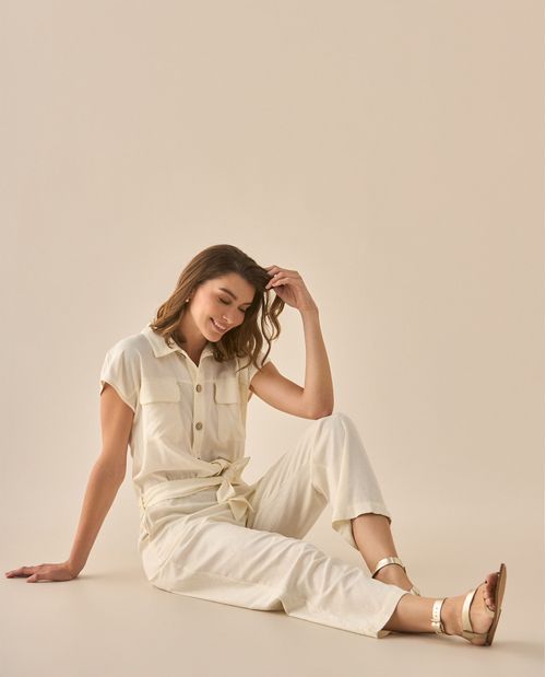 Enterizo de pantalón largo bota recta para mujer