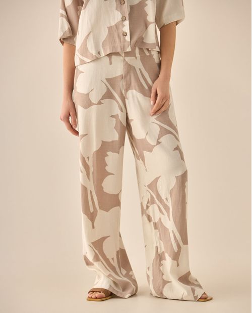 Pantalón bota recta con estampado de flores para mujer