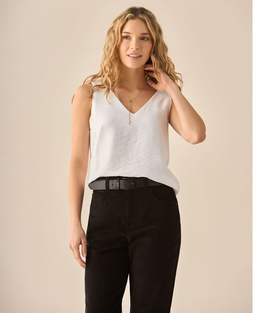 Camisa manga sisa de escote en V para mujer