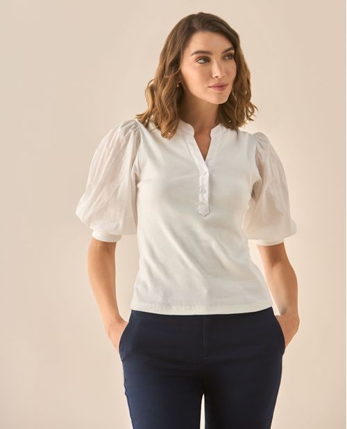 Camiseta de manga con volumen para mujer