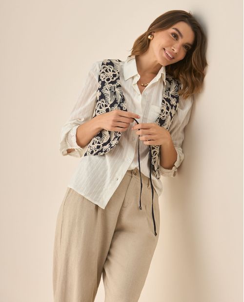 Camisa manga sisa tipo chaleco para mujer