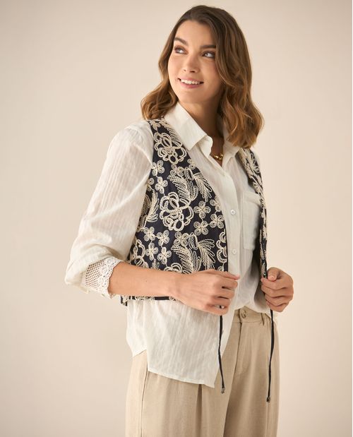 Camisa manga sisa tipo chaleco para mujer