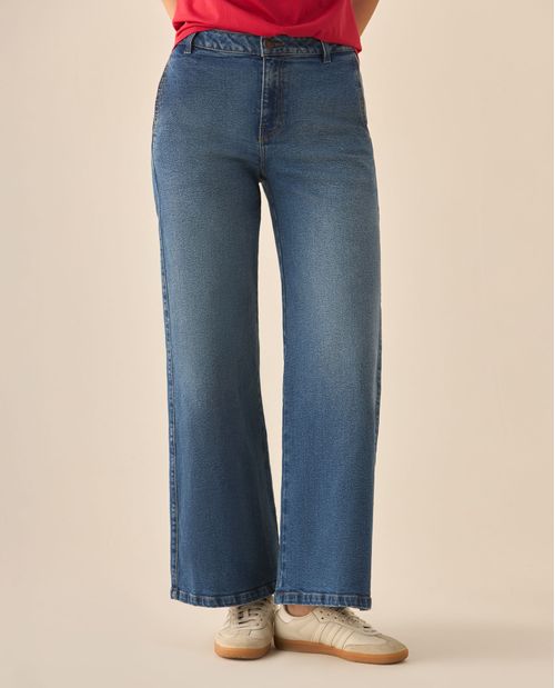 Jean Wide Leg tono medio para mujer