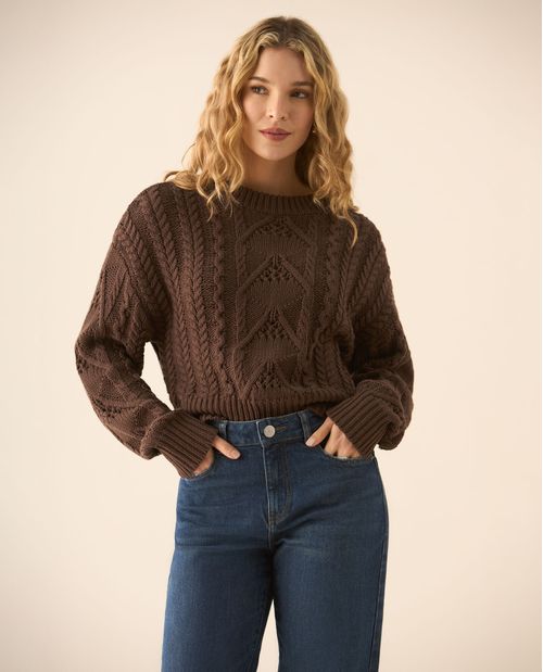 Buzo cuello redondo tejido para mujer