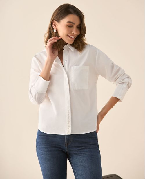 Camisa clásica con bordado para mujer