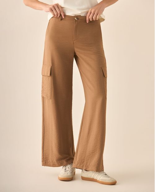 Pantalón recto con bolsillos cargo para mujer