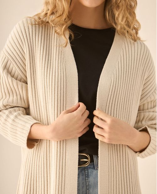 Cárdigan tejido de diseño abierto para mujer