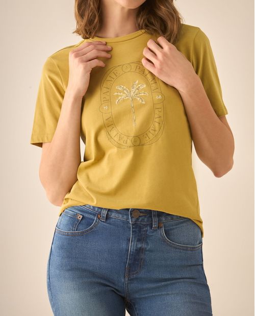Camiseta con textura y estampado para mujer