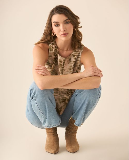 Camisa manga sisa con estampado para mujer