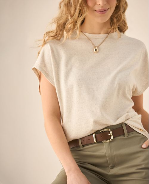 Camiseta cuello redondo efecto jaspeado para mujer