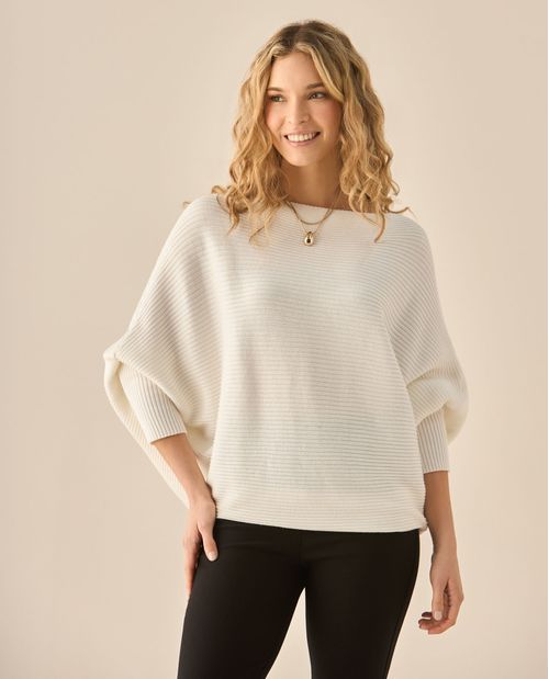 Suéter tejido de manga tipo murciélago para mujer