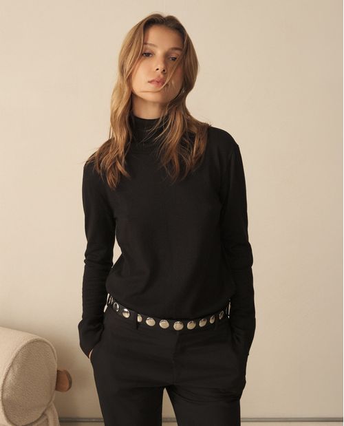 Buzo tejido de cuello alto para mujer