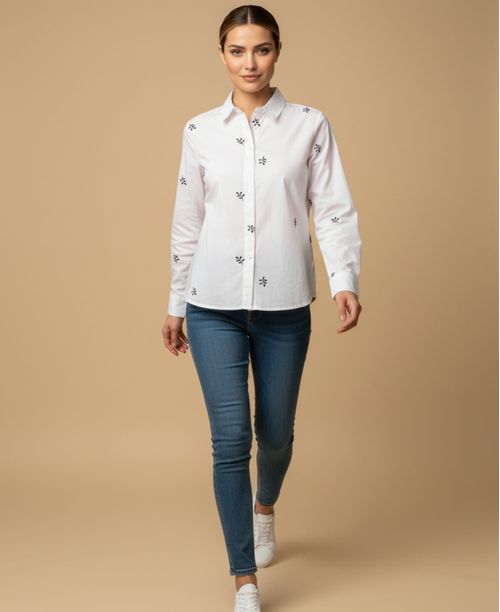 Camisa con Estampado Botánico