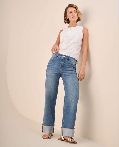 Jean Straight Azul Medio con Tencel