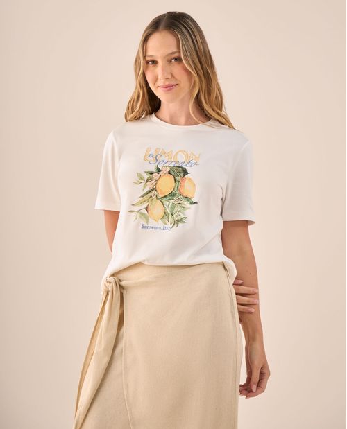 Camiseta Naranja con Estampado Sicily Market