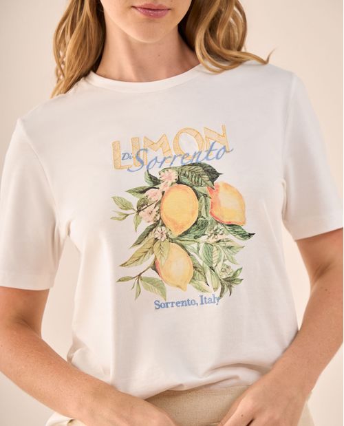 Camiseta Naranja con Estampado Sicily Market