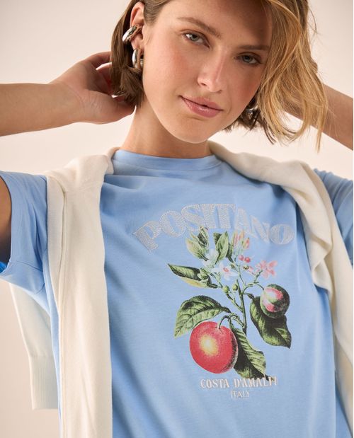 Camiseta Naranja con Estampado Sicily Market