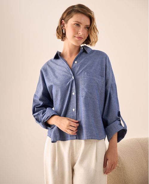 Camisa Oversized Rayas Azul