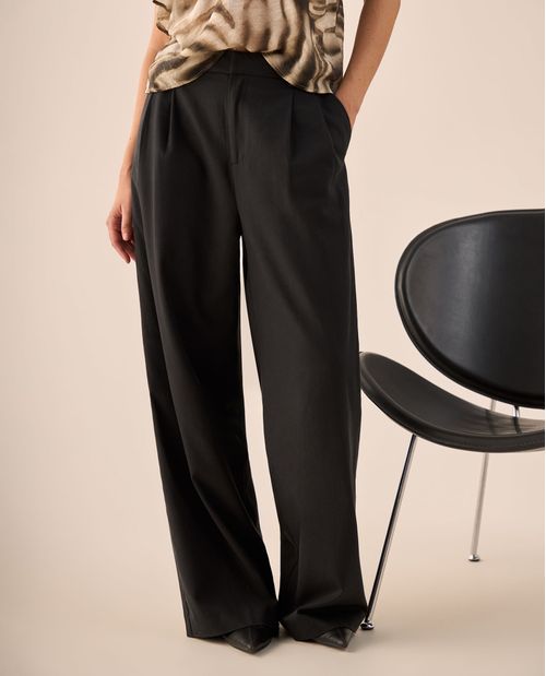Pantalón Wide Leg Negro Tiro Alto