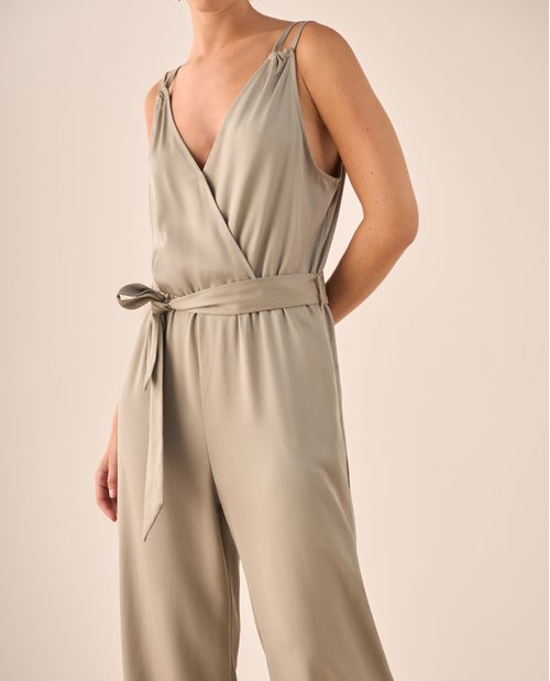 Enterizo Cruzado Beige con Tirantes Ajustables