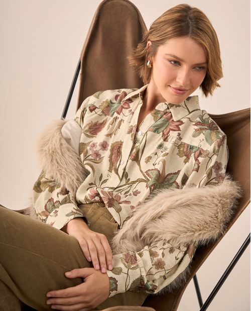 Camisa Estampada Botánica Manga Larga