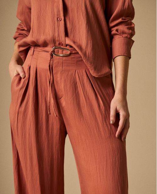 Pantalón Wide Leg Azul Marino Fluido