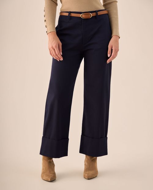 Pantalón Wide Leg con Dobladillo Amplio