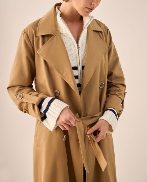 Abrigo Liviano Café Siena Doble Botonadura