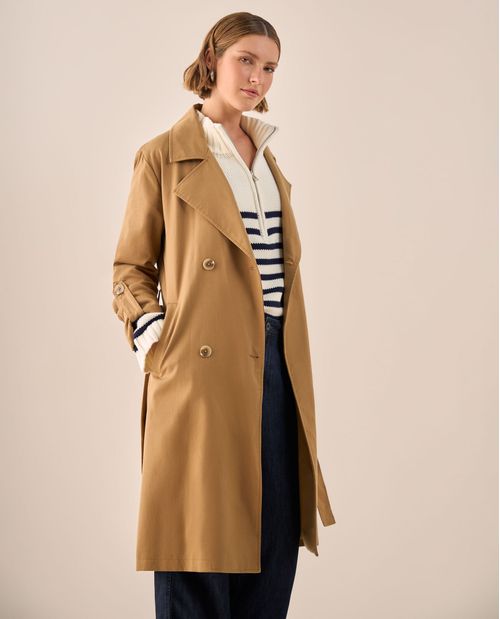 Abrigo Liviano Café Siena Doble Botonadura